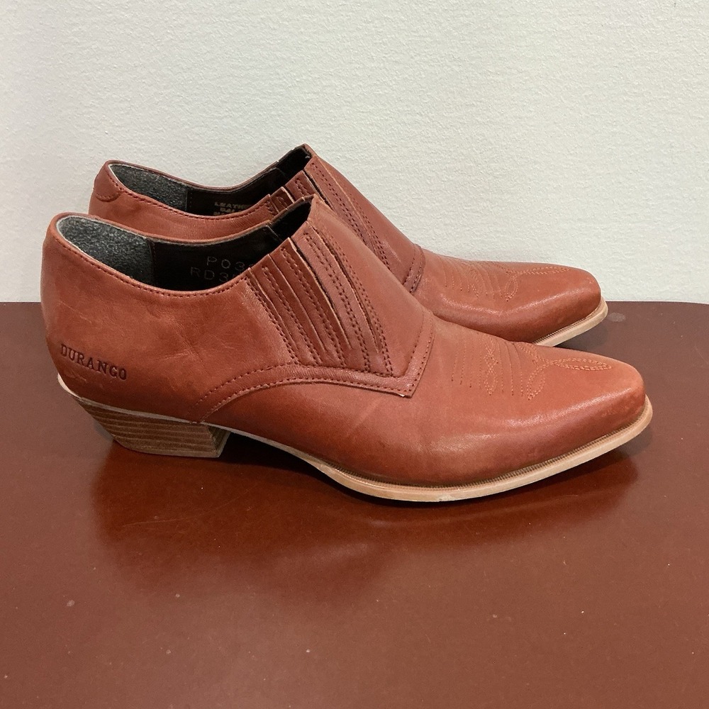 Durango Leather Ankle Boots Womens 6.5 Brown Brazil Western Booties Rodeo Boho